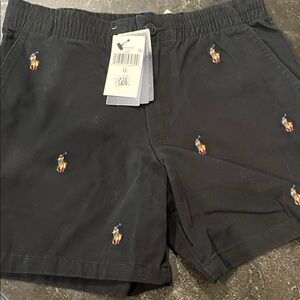 Polo by Ralph Lauren Black Shorts with Multicolor Embroidery